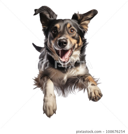 a dog in a jump isolated 108676254