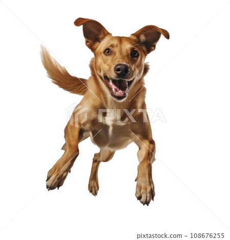 a dog in a jump isolated 108676255