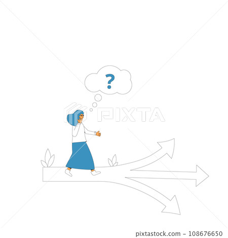 Young woman standing at crossroads. Career plan. Decision. 108676650