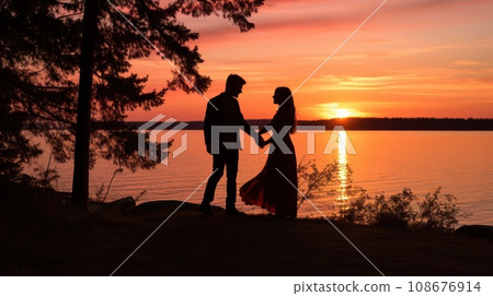 A romantic sunset A picturesque scene of a beautiful sun A romantic sunset A picturesque scene of a beautiful sun 108676914