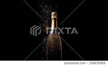 Champagne Bottle on Black Background This image captures Champagne Bottle on Black Background This image captures 108676969