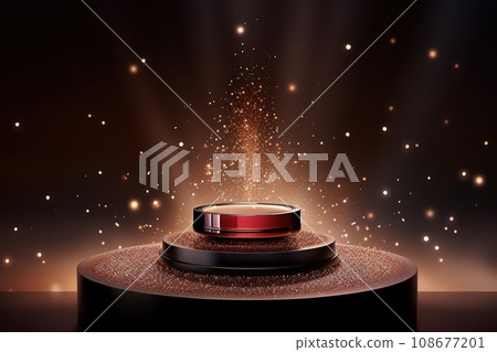 a Beauty Product Promotion Platform on a Shiny Pedestal Podium with Sparkling 108677201