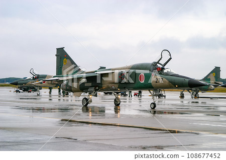 Air Self-Defense Force fighter jet F-1 heading towards the runway Air Self-Defense Force fighter jet F-1 heading towards the runway 108677452