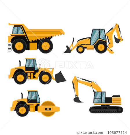 Set of heavy construction and mining machinery Set of heavy construction and mining machinery 108677514
