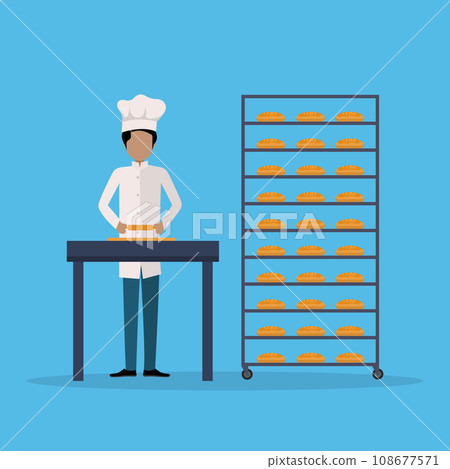 Baker kneading bread dough Baker kneading bread dough 108677571