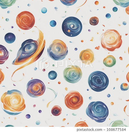 seamless pattern with planets and stars 108677584