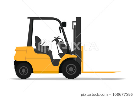 Stock forklift with fork extensions 108677596