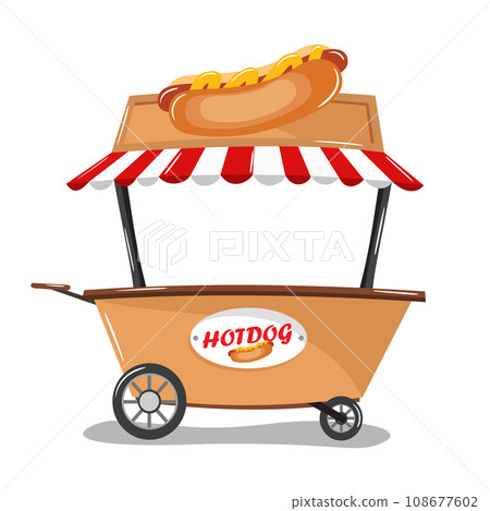 hot-dog seller in cart hot-dog seller in cart 108677602