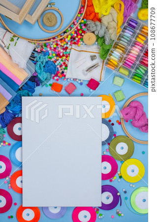 Set of satin ribbons of different colors close up. 108677709