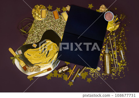 Gold plate art and gilding..Blank mockup for arts painting. 108677731