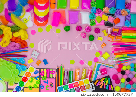 Creative colorful art supplieson and mock up Creative colorful art supplieson and mock up 108677737