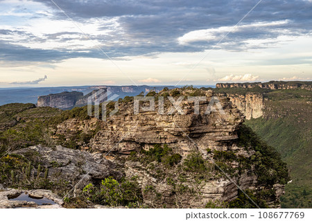View from the top of the hill of the father inacio, morro do pai inacio, Chapada Diamantina, Bahia, Brazil 108677769