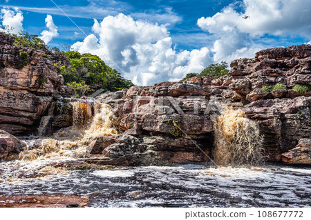 Canyons on the way to the Buracao waterfall, Ibicoara, Chapada Diamantina in Bahia, Brazil 108677772