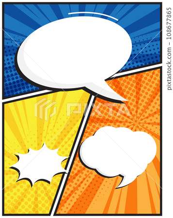 abstract comic book, pop art cartoon with speech bubble template background 108677865