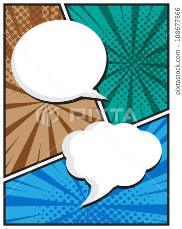 abstract comic book, pop art cartoon with speech bubble template background 108677866
