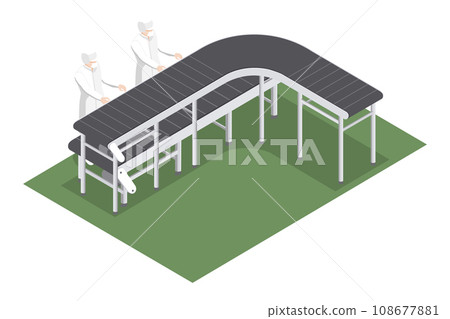 Automated production line with conveyor belts for the selection of products in the food industry Automated production line with conveyor belts for the selection of products in the food industry 108677881