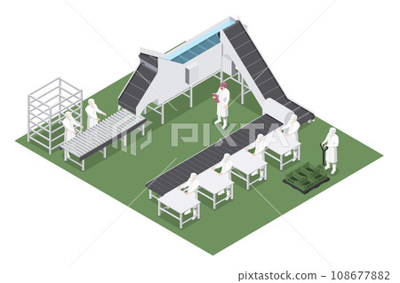Automated production line with machinery used in the food industry Automated production line with machinery used in the food industry 108677882
