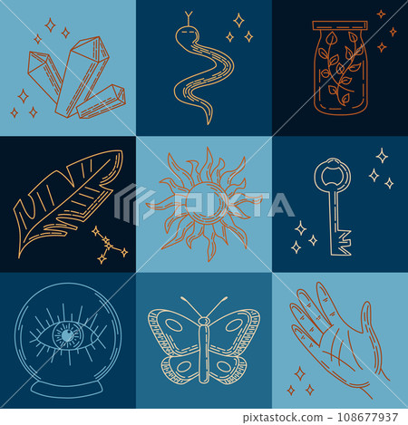 Square mystical outline seamless pattern Square mystical outline seamless pattern 108677937