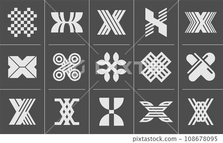 Abstract geometric letter X logo icon design set Abstract geometric letter X logo icon design set 108678095