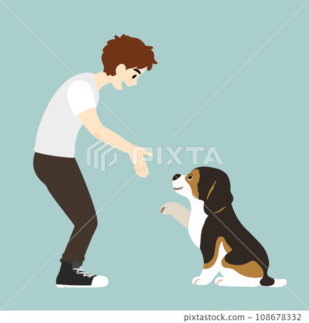 小獵犬向男人伸出手的插圖,沒有主線 小獵犬向男人伸出手的插圖,沒有主線 108678332