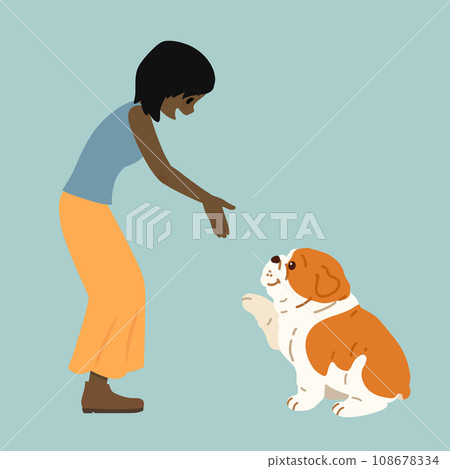 鬥牛犬向女人伸出援手的插圖，沒有主線 108678334