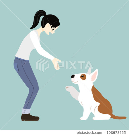 鬥牛犬向女人伸出援手的插圖，沒有主線 108678335