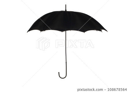 Silhouette of a black retro umbrella on a white background Silhouette of a black retro umbrella on a white background 108678564