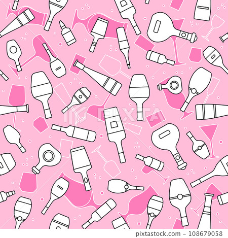 Vector Pattern Bar Party Alcohol Drink Wine Bottle Vector Pattern Bar Party Alcohol Drink Wine Bottle 108679058