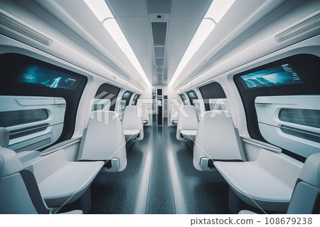 Interior of the salon of futuristic sci-fi train, transport of the future in modern style 108679238