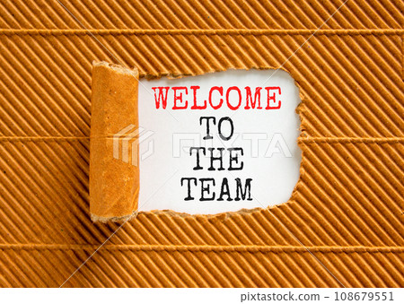 Welcome to the team symbol. Concept words Welcome to the team on beautiful white paper. Beautiful brown paper background. Business, motivational and welcome to the team concept. Welcome to the team symbol. Concept words Welcome to the team on beautiful white paper. Beautiful brown paper background. Business, motivational and welcome to the team concept. 108679551