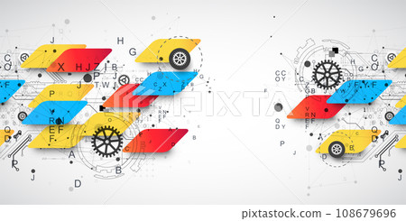 Abstract technology concept. Circuit board, high computer color background. 108679696