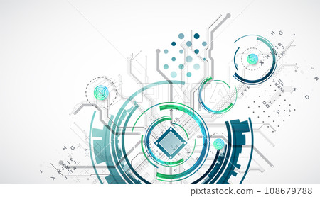 Abstract background on technological and scientific topics. CPU concept. 108679788