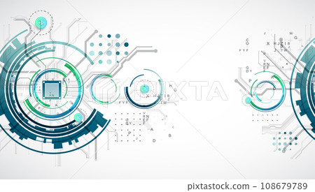 Abstract background on technological and scientific topics. CPU concept. 108679789