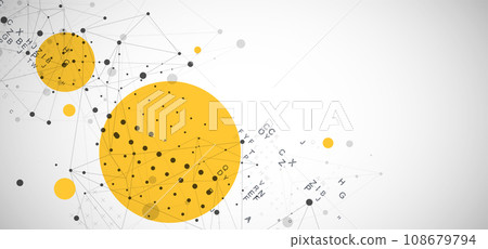 Template for science and technology presentation. Plexus style background. 108679794