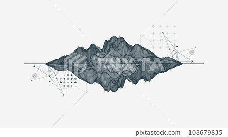 Trendy abstract wireframe background. Modern science or technology art elements. Surface illustration. Vector. Trendy abstract wireframe background. Modern science or technology art elements. Surface illustration. Vector. 108679835