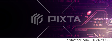 Abstract background on technological and scientific topics. Various techno details with using digital code. 108679988