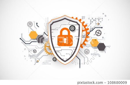 Technological abstract background on the topic of information protection and computer security. Technological abstract background on the topic of information protection and computer security. 108680009