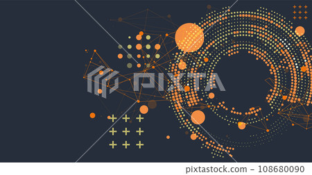 Halftone theme. Science abstract background with connecting dots and lines. Hand drawn vector art. 108680090