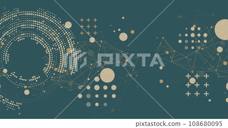 Halftone theme. Science abstract background with connecting dots and lines. Hand drawn vector art. 108680095