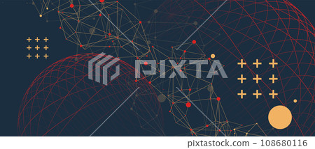 Abstract scientific background using wireframe sphere and plexus effect. Vector illustration Abstract scientific background using wireframe sphere and plexus effect. Vector illustration 108680116