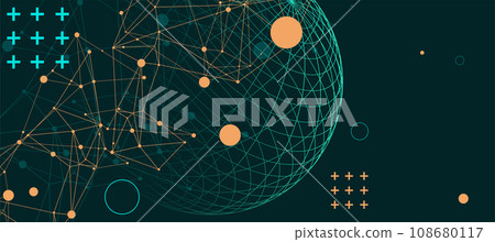 Abstract scientific background using wireframe sphere and plexus effect. Vector illustration Abstract scientific background using wireframe sphere and plexus effect. Vector illustration 108680117