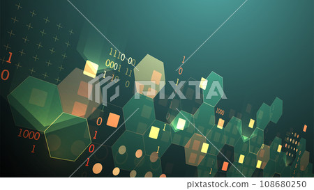 Geometric abstract background with hexagons. Science and technology. Vector 108680250
