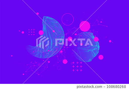 Modern science technology abstract background using circle shapes. Wireframe spot surface illustration. 108680268