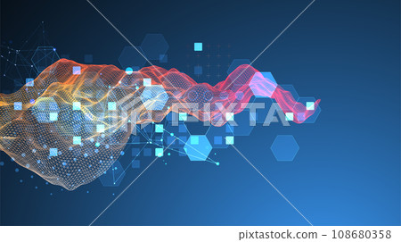 The abstract wave is made in a frame style in a bright gradient color. Template for science and technology presentation. The abstract wave is made in a frame style in a bright gradient color. Template for science and technology presentation. 108680358