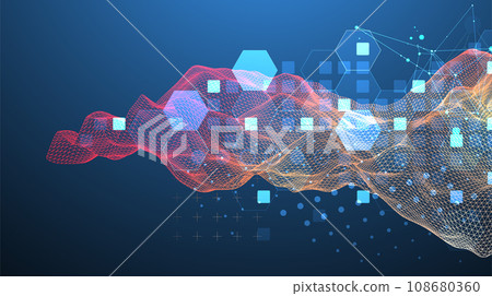 The abstract wave is made in a frame style in a bright gradient color. Template for science and technology presentation. The abstract wave is made in a frame style in a bright gradient color. Template for science and technology presentation. 108680360