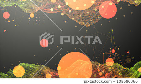 The abstract wave is made in a frame style in a bright gradient color. Template for science and technology presentation. 108680366