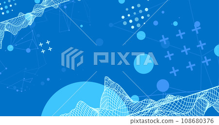 Trendy abstract wireframe mountain background. Modern science or technology art elements. Surface illustration. 108680376