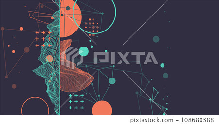Trendy abstract wireframe mountain background. Modern science or technology art elements. Surface illustration. 108680388
