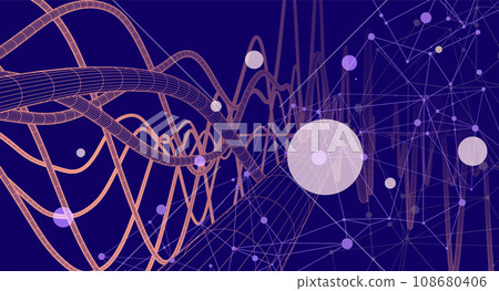 Vector abstract background with a wireframe dynamic pipes, line and particles. Vector abstract background with a wireframe dynamic pipes, line and particles. 108680406