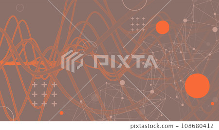Vector abstract background with a wireframe dynamic pipes, line and particles. 108680412